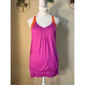 Lululemon Pink Orange Practice Freely Tank Heathered Ultra Violet Dazzling 4